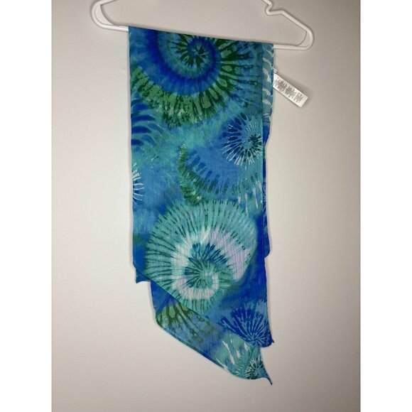 CHICO'S Scarf Womens OS Tie Dye Blue Green Flowy - Picture 1 of 4